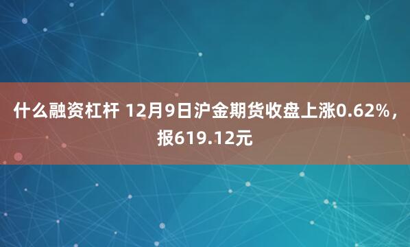 什么融资杠杆 12月9日沪金期货收盘上涨0.62%，报619.12元