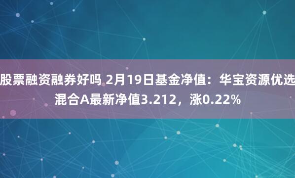 股票融资融券好吗 2月19日基金净值：华宝资源优选混合A最新净值3.212，涨0.22%